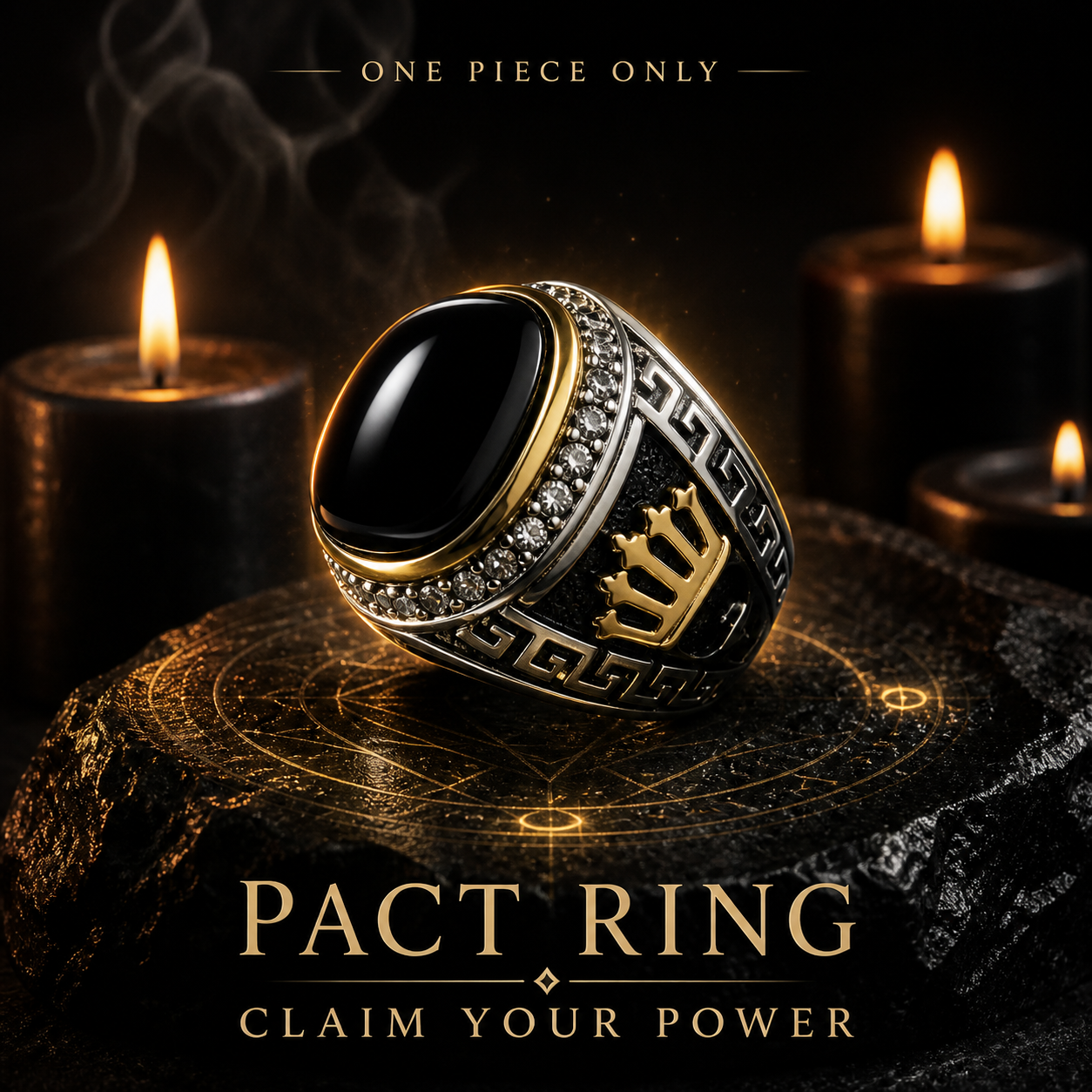 Black Stone Pact Ring – Protection Talisman, Personal Power Vow Ring, Energy Shield Jewelry.