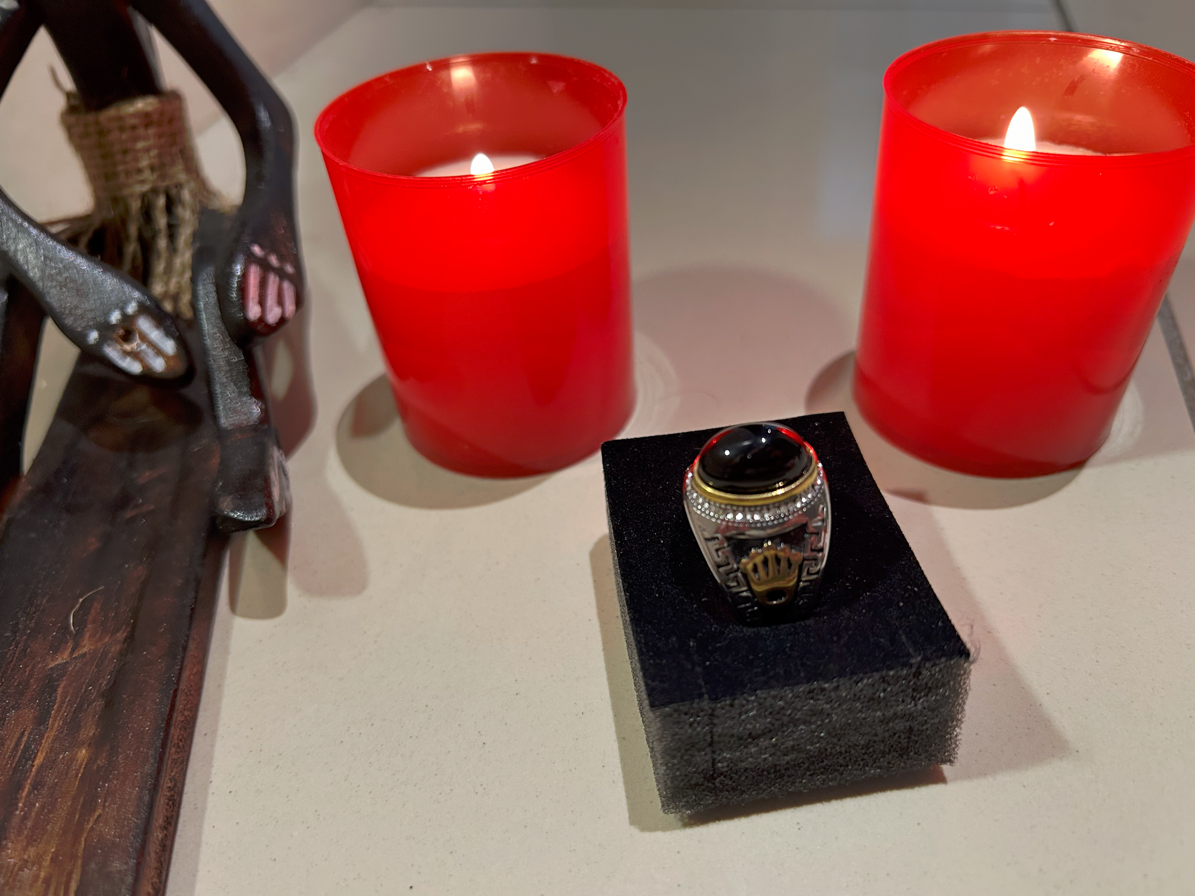 Black Stone Pact Ring – Protection Talisman, Personal Power Vow Ring, Energy Shield Jewelry.
